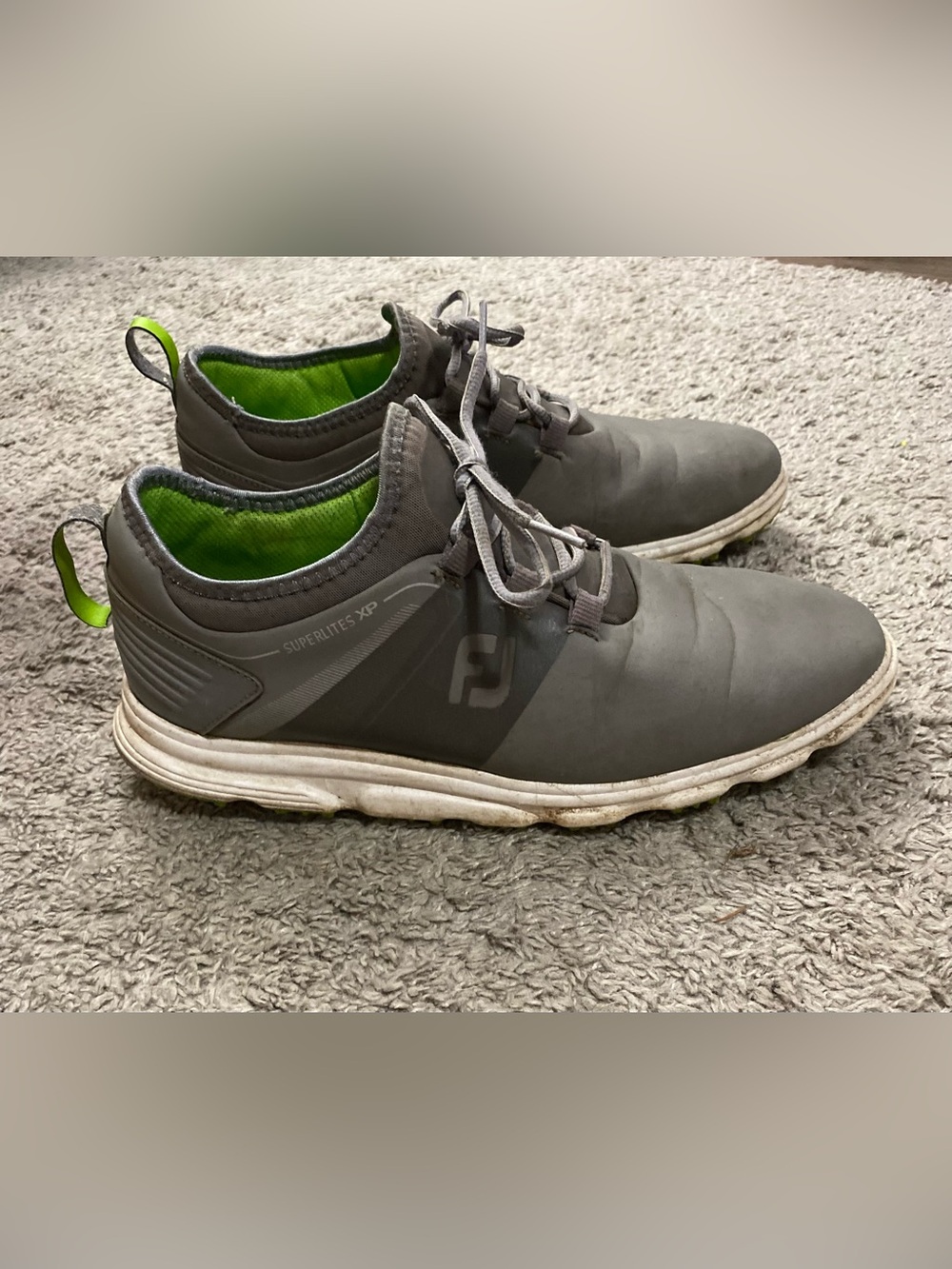 FootJoy Gray with Lime Green Lined Athletic Golf Shoes